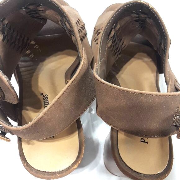 Pierre Dumas Womens Sz 10 Aria Brown Peep Toe Block Heel Sandals - Picture 6 of 12